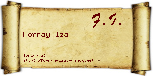 Forray Iza névjegykártya